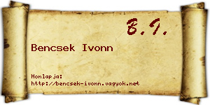 Bencsek Ivonn névjegykártya